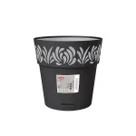 STEFANPLAST Gaia gėlių vazonas su padėklu &Oslash;25x25cm juodas