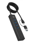 ICY BOX IB-HUB1737-C3 USB 3.2 Gen 1 tipo C 7 prievadų USB centras, 5000 Mbit/s, juodas
