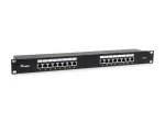 Equip 16 prievadų Cat.6 ekranuotas skirstomasis skydas, juodas, 10/100/1000Base-T(X), Gigabit Ethernet, 1000 Mbit/s, RJ-45, Cat6, montavimui į stelažą