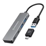 GRAUGEAR G-HUB2A2C-AC USB 3.2 Gen 1 sąsajos &scaron;akotuvas Type-A + Type-C 5000 Mbit/s sidabrinis