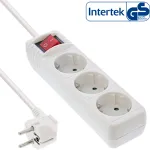 InLine 16433T 3-jų ki&scaron;tukinių lizdų apsauginis ilgintuvas su jungikliu baltas 3 m