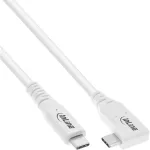 InLine USB4 laidas, USB-C, vienas galas kampuotas, PD 240W, 8K60Hz, TPE, baltas, 1,5 m