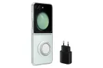 Samsung EF-XF73KKTEGWW priedų rinkinys Galaxy Z Flip5, Clear Gadget Case dėklas + maitinimo adapteris, skaidrus/juodas