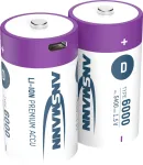 Ansmann 1314-0005 Įkraunamos Li-Ion baterijos Mono D tipo 6000 min. 5400 mAh, 2 vnt. dėžutėje