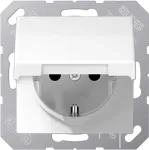 JUNG AS 1520 KIKL WW SCHUKO lizdas su atlenkiamu dangteliu, 16 A 250 V, alpinės baltos spalvos