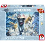Mark Fredrickson: &scaron;uns meilė &ndash; juodasis labradoras sniege, Dėlionė 1000 dalių