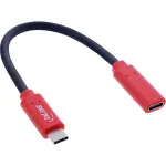 InLine 31654 USB duomenų blokatorius, adapterio kabelis USB-C ki&scaron;tukas į lizdą, 0,2 m, 240 W PD