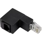 Renkforce 1362472 RJ45 tinklo adapteris, Cat 5e, 90&deg; kampu žemyn, RJ45 ki&scaron;tukas&ndash;RJ45 lizdas, juodas