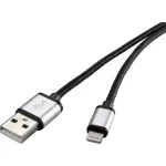 Lightning laidas Renkforce RF-4683966 3 m, juodas, sidabrinis