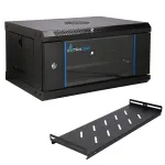 EXTRALINK LITE 4U 530&times;400 sieninis stelažinis korpusas juodas su lentyna