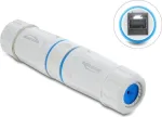 Delock RJ45 moteri&scaron;kas į moteri&scaron;ką jungtuvas Cat.6A su M23.5 x 1,5 mm sriegiu, IP68, apsaugotas nuo dulkių ir vandens, baltas (90661)