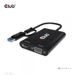 CLUB3D USB Gen1 Type-C/-A į Dual HDMI (4K/30Hz) / VGA (1080/60Hz) adapteris