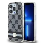 DKNY DKHMP14LHCPTSK Kietas Dėklas, Skirtas iPhone 14 Pro 6,1 inch Juodas IML &Scaron;achmatų Ra&scaron;tas & Spausdintos Juostelės MagSafe