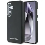 Karl Lagerfeld Saffiano FullWrapped Elongated Metal Logo MagSafe Dėklas, skirtas Samsung Galaxy S25, Juodas