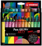 STABILO Pen 68 MAX 24-Piece Etui ARTY Felt-Tip Pen with Chisel Tip