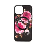 Evelatus Apple iPhone 14 odinis dėklas su užtrauktuku, gėlių ra&scaron;tas, juodas