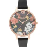 OLIVIA BURTON Moteri&scaron;kas laikrodis OB16BF31 38mm Rožinis auksas Nerūdijantis plienas Pilka oda