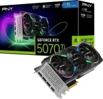 PNY GeForce RTX 5070 Ti EPIC-X RGB 16GB vaizdo plok&scaron;tė, trigubas ventiliatorius, 3x DisplayPort ir HDMI
