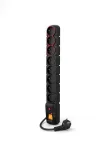 ACAR-S8-DUAL POWER STRIP 8-ių lizdų įtampos apsaugos ilgintuvas su 2 ap&scaron;viečiamais jungikliais, 1,5 m laidas, juodas