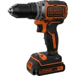 Black & Decker BL186K-QW belaidis gręžtuvas-suktuvas, 18 V, 1,5 Ah Li-ion akumuliatorius, 2 greičių, 1650 aps./min., 52 Nm, lagamine, juodas/oranžinis