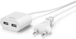 Hama USB maitinimo &scaron;altinis su 1,9 m kabeliu, 2,4 A, 2x USB-A, baltas (00223203)