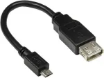 GoodConnections USB-OTG adapterio kabelis, Micro-USB Type B vyri&scaron;kas į USB Type A moteri&scaron;ką, USB 2.0, 0,1 m, juodas
