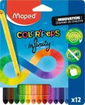 Maped COLOR'PEPS INFINITY trikampių spalvotų pie&scaron;tukų rinkinys, 12 skirtingų spalvų, tarnauja 10x ilgiau, 100% pigmento &scaron;erdis, daugkartinio naudojimo dėklas 861602