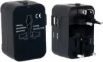 PAVO universalus kelioninis adapteris su USB įkrovimu (US/AU/EU/UK), juodas 8025329