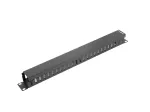 Kabelių tvarkymo skydelė LANBERG AK-1201-B &mdash; 1U metalinis, 19 colių (48,3 cm), gylis 67,5 mm, juoda