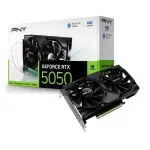 Vaizdo plok&scaron;tė PNY GeForce RTX 5050 &ndash; 8 GB GDDR6, 2317 MHz, 128 bit, PCIe x8 5.0, dviejų ventiliatorių au&scaron;inimas