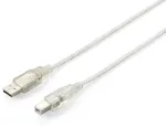 Equip USB 2.0 tipo A į B laidas, 3,0 m, permatomas sidabrinis