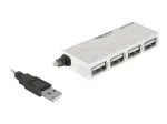 USB &scaron;akotuvas DeLOCK 87445 4 prievadų i&scaron;orinis 480 Mbit/s baltas