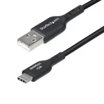 StarTech.com 1 m USB-A į USB-C įkrovimo laidas, įkrovimas ir sinchronizavimas, 3 A, USB 2.0, TPE apvalkalas - juodas