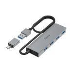 Hama 00200138 USB 3.2 Gen 1 sąsajų &scaron;akotuvas, 4&times; USB-A, 1&times; USB-C, 5 Gbps, antracitas, pilka