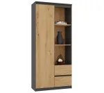 Biuro spinta Top e Shop RS-80 BILY, antracito rėmas, ąžuolo durys, 7 lentynos, 2 stalčiai, 1800&times;800&times;350 mm