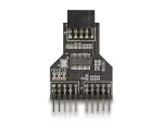 DeLOCK 60045 lyties keitiklis 9 kai&scaron;čių USB 2.0 2 x 9 kai&scaron;čių &scaron;ukos Juoda