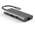 Adapter USB Type-C į 2 x USB 3.0, 1x USB 2.0, 1x Type C (PD), HDMI, SD, RJ45