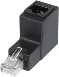 Renkforce 1362471 RJ45 tinklo adapteris, Cat 5e, 90&deg; kampu auk&scaron;tyn, RJ45 ki&scaron;tukas į RJ45 lizdą, juodas