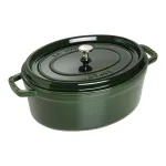 Staub La Cocotte 33 cm ovali ketaus tro&scaron;kintuvas su emaliu, baziliko žalia