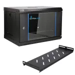 EXTRALINK LITE 6U 530&times;400 sieninis stelažinis spintos korpusas juodas su lentyna