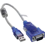 InLine 33304X USB į RS-232 adapterio laidas su feritu, USB-A į 9 kontaktų Sub-D ki&scaron;tuką