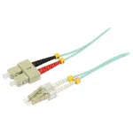 SYNERGY21 Skaidulinio optinio &scaron;uolo kabelis 10m LC-SC Duplex 50/125&micro;m OM3 LSZH Aqua 2mm