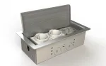 BEP24 BS Floor Socket 3303E 3x Schuko, Brushed Stainless Steel