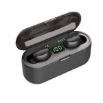 WoW F9 Sport & Leisure Super-Fit TWS Bluetooth 5.1 Stereo Ausinės su HD Mikrofonu ir LED Įkrovimo Dėklu Juodos