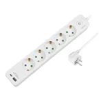 LogiLink LPS280U elektros ilgintuvas, 5 AC lizdai, 2 USB prievadai (USB-A ir USB-C), 17W, baltas