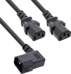 InLine&reg; tinklo Y laidas &scaron;altiems prietaisams, 1x IEC-C14 kampuotas į 2x IEC-C13, 1,8 m