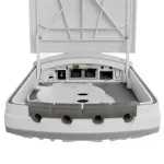 MikroTik FTC21-UPS &scaron;viesolaidžio&ndash;vario keitiklis su integruotu UPS, 1x Gigabit Ethernet, 1x SFP, pasyviu PoE, akumuliatoriaus atsargine maitinimo grandine, montuojamas ant sienos