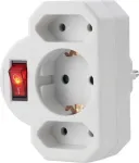 Sygonix SY-4673744 3 lizdų Schuko elektros ilgintuvas su ap&scaron;viestu jungikliu - baltas