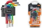 Bradas 9 dalių &scaron;e&scaron;iabriaunių raktų rinkinys, S2 plienas, įvairiaspalvis, metriniai 1,5-10mm, L formos, spalvomis koduoti, DIY-HKH42-SH/B