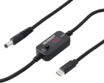 VOLTCRAFT VC-18735745 USB įtampos keitiklis (juodas): cilindrinis ki&scaron;tukas 5,5 x 2,1 mm, USB-C PD/DC, i&scaron;ėjimo įtampa reguliuojama, su DC adapteriu
